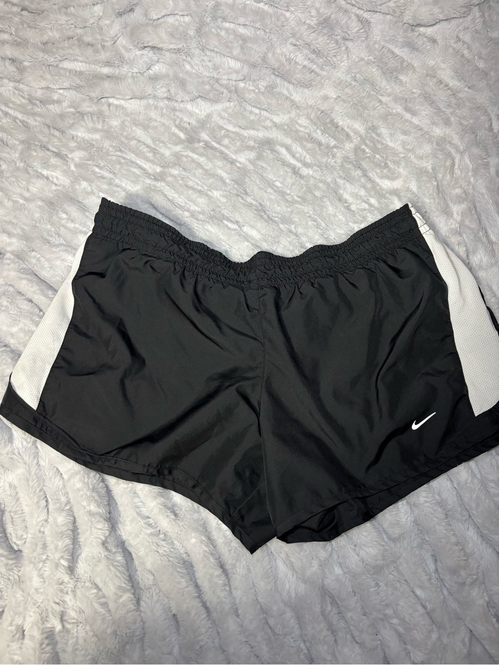 Nike Women's Black Athletic Shorts with White Side Panels
